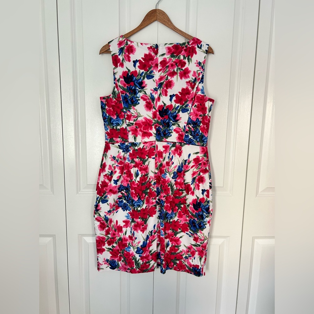 Talbots Women's Lexington Floral Poplin Sheath Dress Pink White 12 Petite - Picture 5 of 11